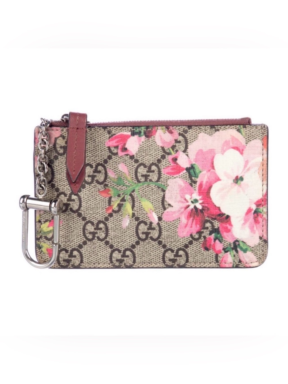 Authentic Gucci GG Supreme Blooms Floral Key Pouch Coin Case